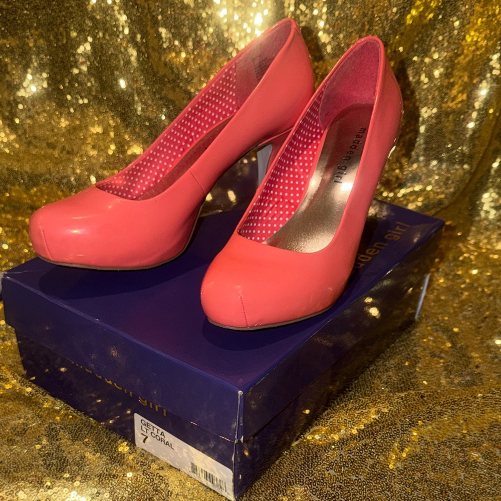 Coral Madden Pink High Heels Pumps